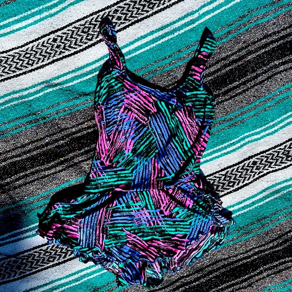 Vintage Swim 9s Vintage Funky Neons One Piece Swimsuit Poshmark
